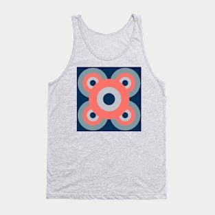 Retro flower in coral and blue - grey colour palette, large pattern Tank Top